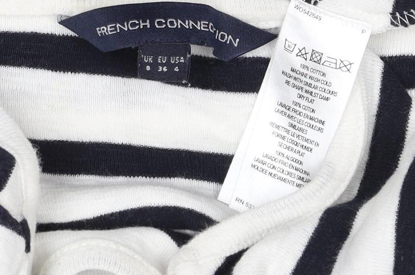 French Connection Women White UK 8 Striped Long Sleeve Jumper Dress