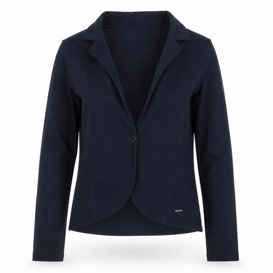 Lee Cooper Women Blue L Cotton Jersey One Button Blazer