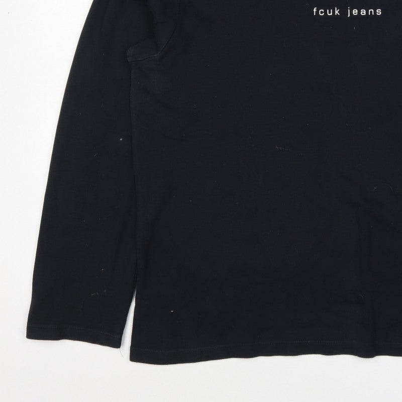 French Connection Women's Black XL Long Sleeve Logo T-Shirt