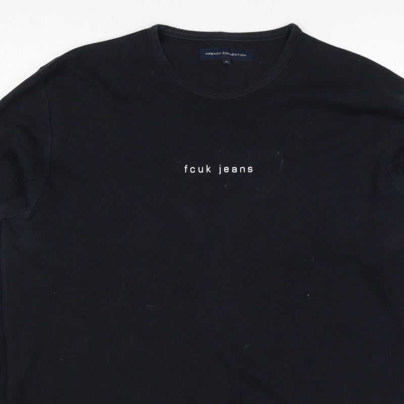 French Connection Women's Black XL Long Sleeve Logo T-Shirt