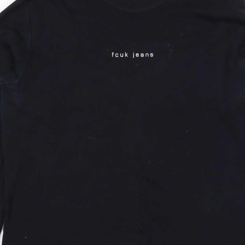 French Connection Women's Black XL Long Sleeve Logo T-Shirt