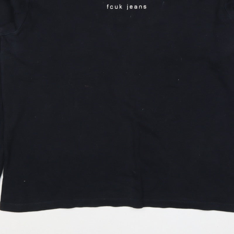 French Connection Women's Black XL Long Sleeve Logo T-Shirt