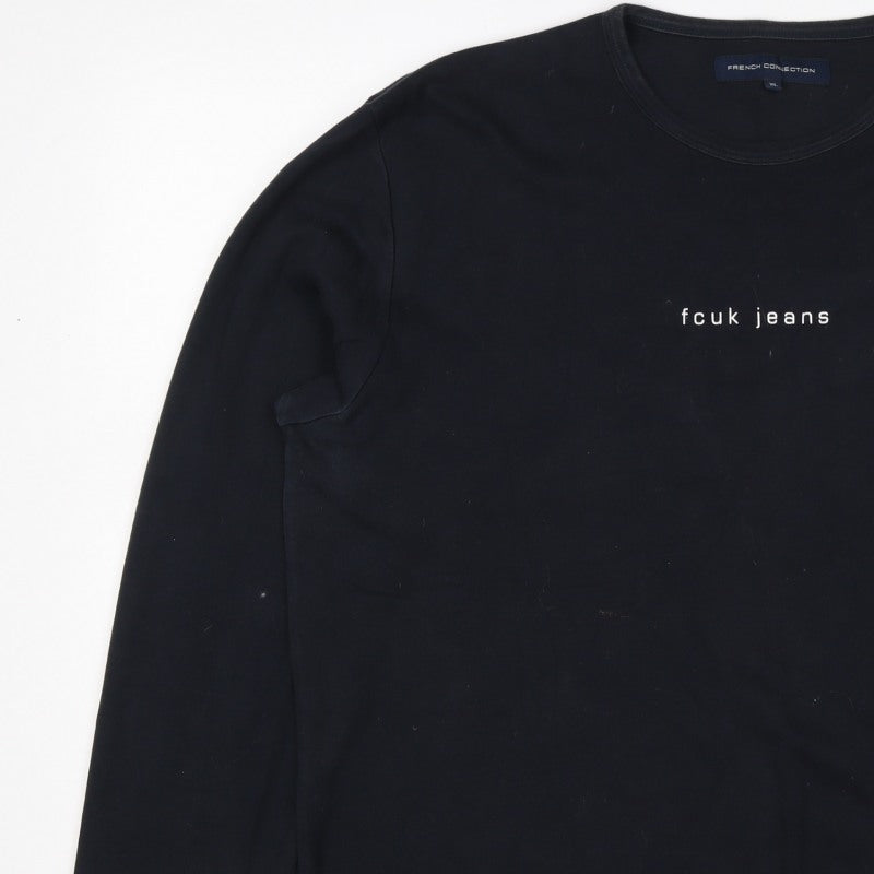 French Connection Women's Black XL Long Sleeve Logo T-Shirt