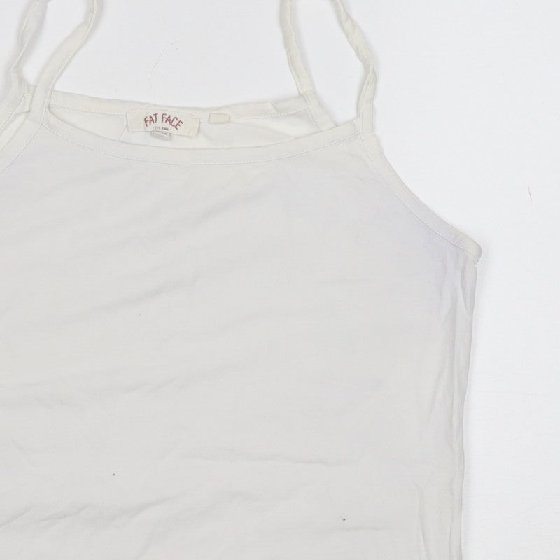 Fat Face Women White UK 10 Stretch Viscose Camisole Tank Top