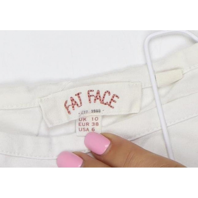 Fat Face Women White UK 10 Stretch Viscose Camisole Tank Top