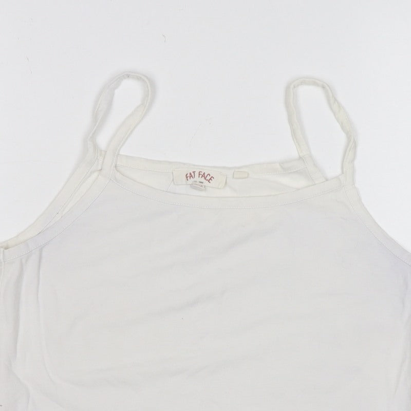 Fat Face Women White UK 10 Stretch Viscose Camisole Tank Top