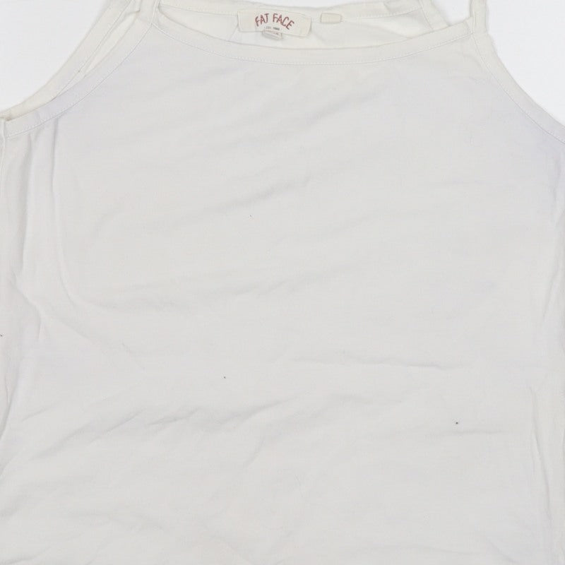 Fat Face Women White UK 10 Stretch Viscose Camisole Tank Top