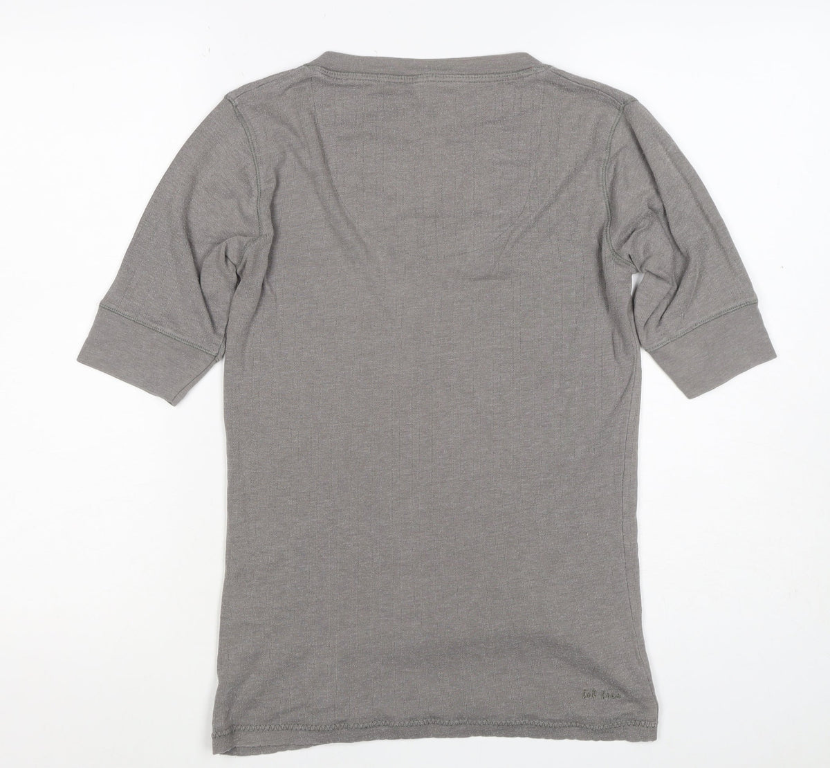 st face Women Grey Size 10 Ribbed Henley 3/4 Sleeve T-Shirt