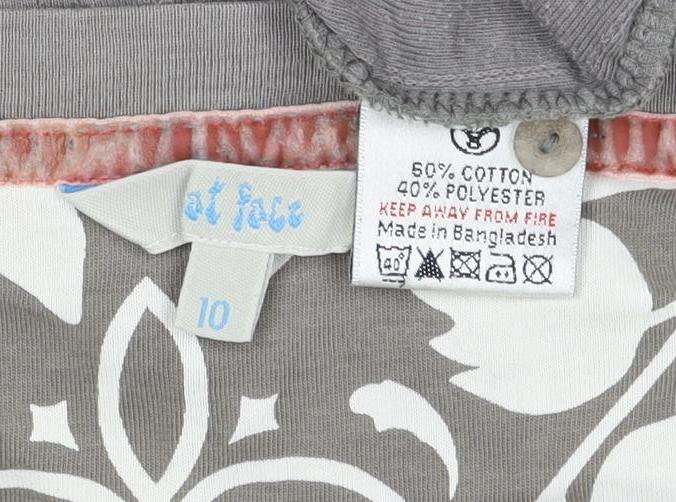 st face Women Grey Size 10 Ribbed Henley 3/4 Sleeve T-Shirt