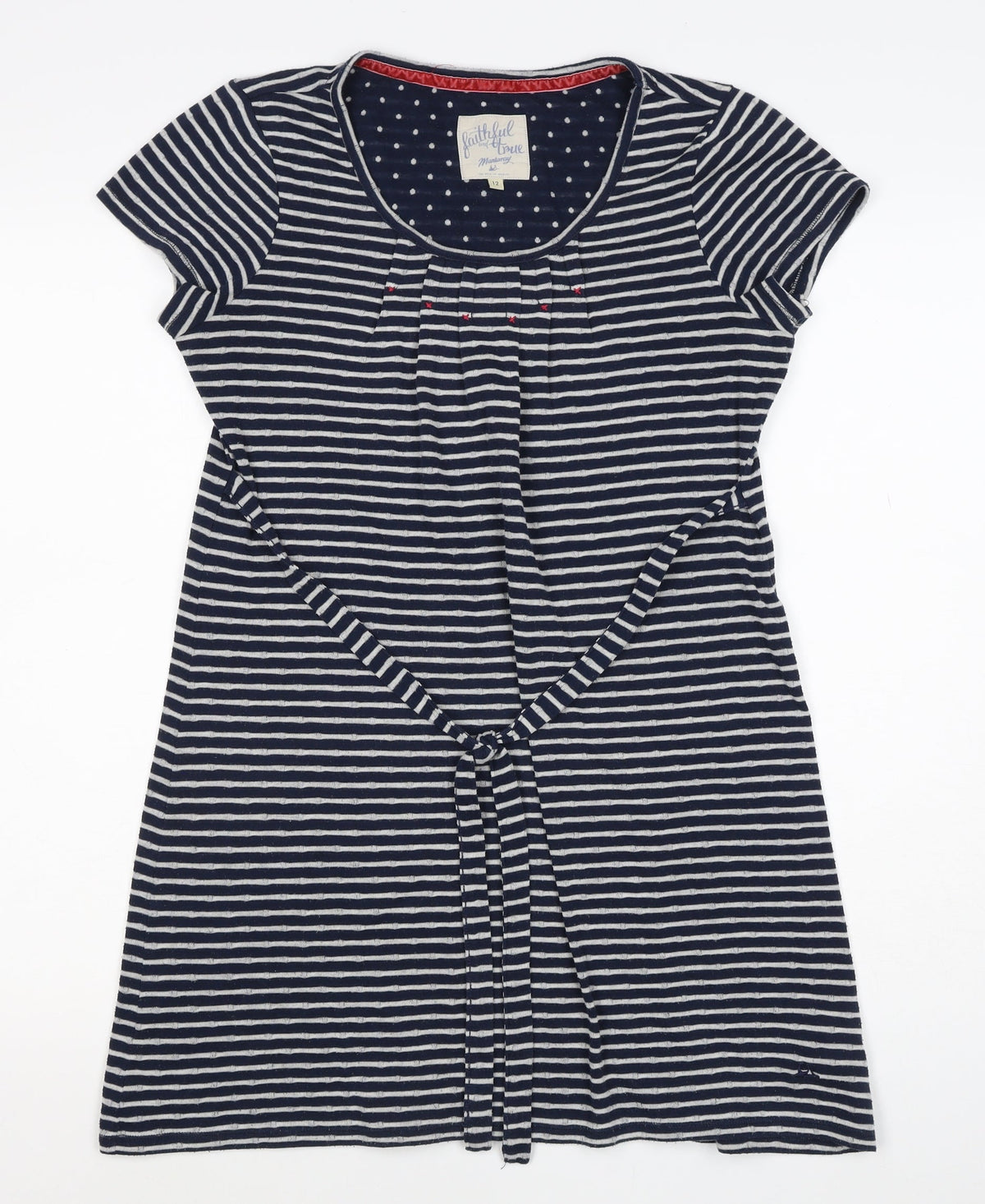 Mantaray Women’s Blue Stripe Tie Waist Jersey Dress UK 12