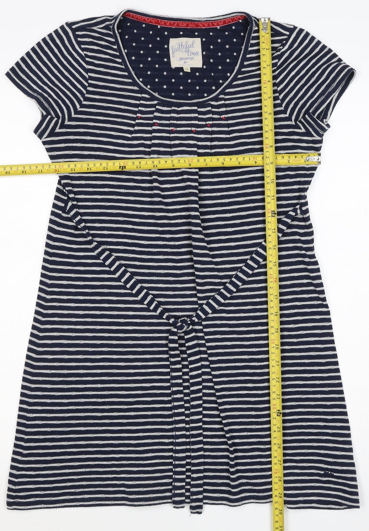 Mantaray Women’s Blue Stripe Tie Waist Jersey Dress UK 12