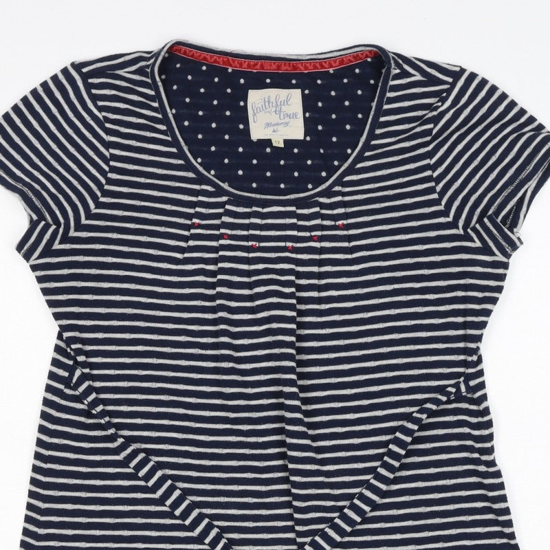 Mantaray Women’s Blue Stripe Tie Waist Jersey Dress UK 12