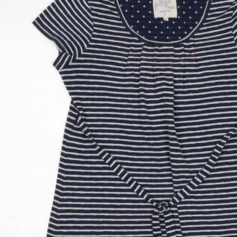 Mantaray Women’s Blue Stripe Tie Waist Jersey Dress UK 12