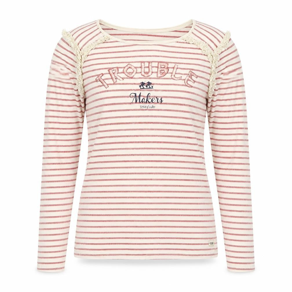 Story Tellers Women Ivory Stripe Basic Crochet Cotton T-Shirt UK 14
