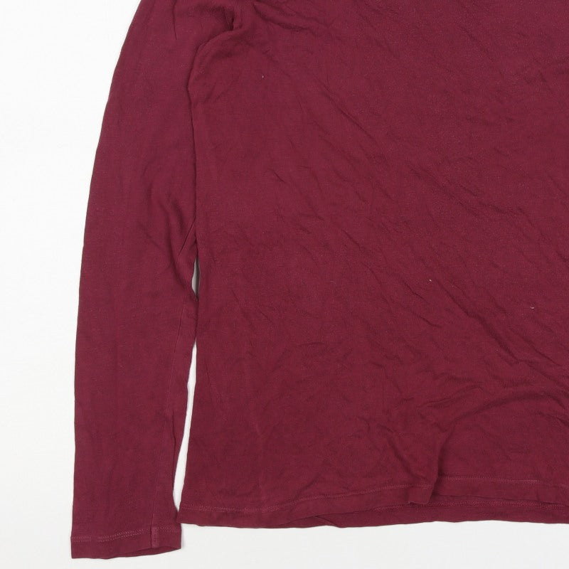 Jigsaw Women Red M Modal Cotton Long Sleeve Jersey Basic T-Shirt