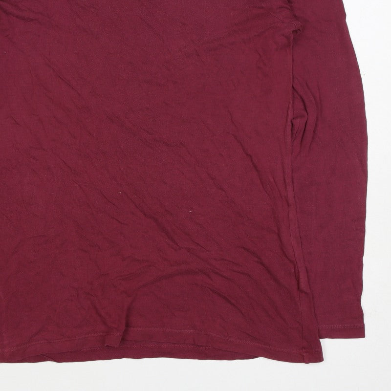 Jigsaw Women Red M Modal Cotton Long Sleeve Jersey Basic T-Shirt