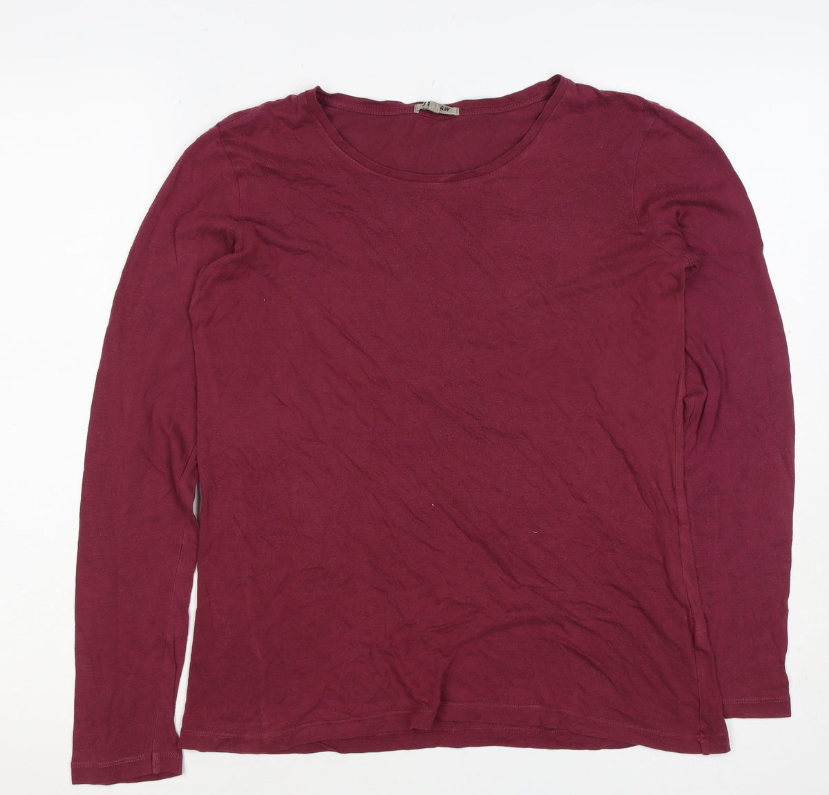 Jigsaw Women Red M Modal Cotton Long Sleeve Jersey Basic T-Shirt