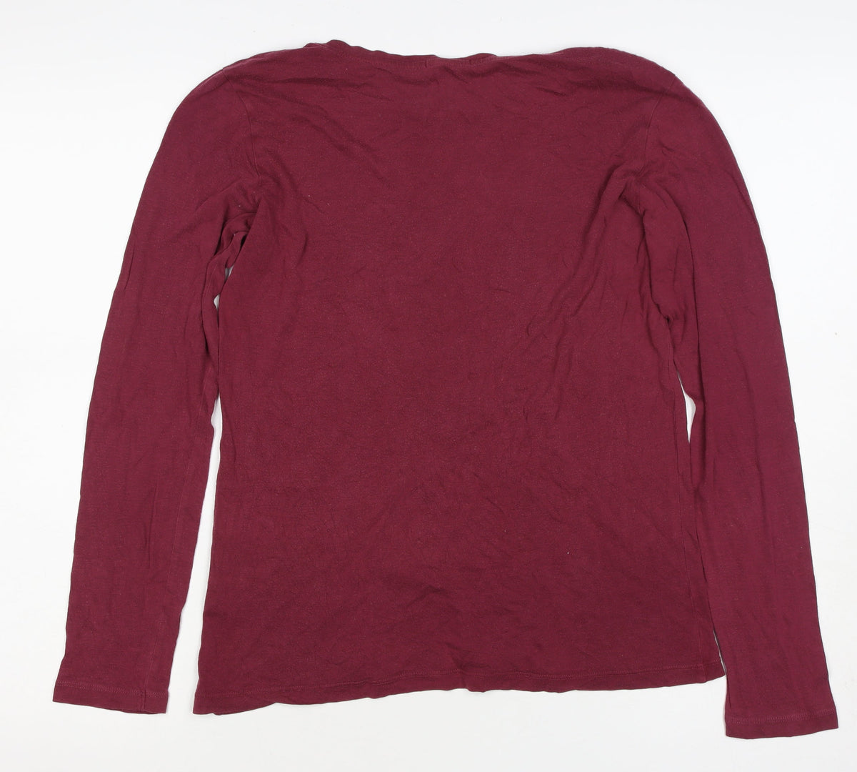 Jigsaw Women Red M Modal Cotton Long Sleeve Jersey Basic T-Shirt