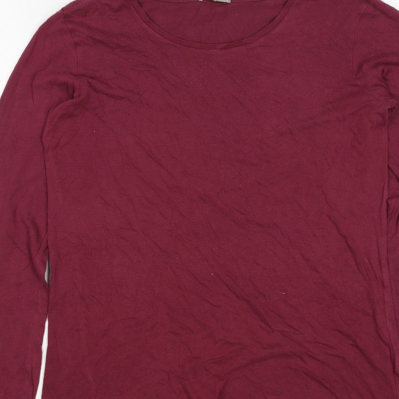 Jigsaw Women Red M Modal Cotton Long Sleeve Jersey Basic T-Shirt