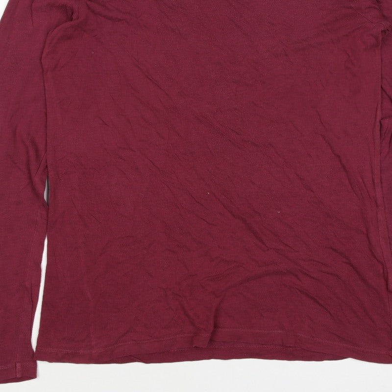 Jigsaw Women Red M Modal Cotton Long Sleeve Jersey Basic T-Shirt