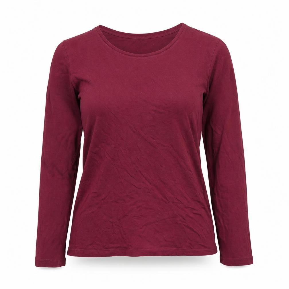 Jigsaw Women Red M Modal Cotton Long Sleeve Jersey Basic T-Shirt