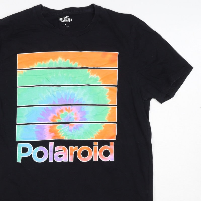 Hollister Men's Black M Polaroid Tie Dye Logo Graphic Crew Neck T-Shirt