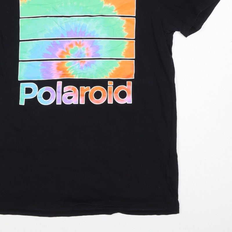 Hollister Men's Black M Polaroid Tie Dye Logo Graphic Crew Neck T-Shirt