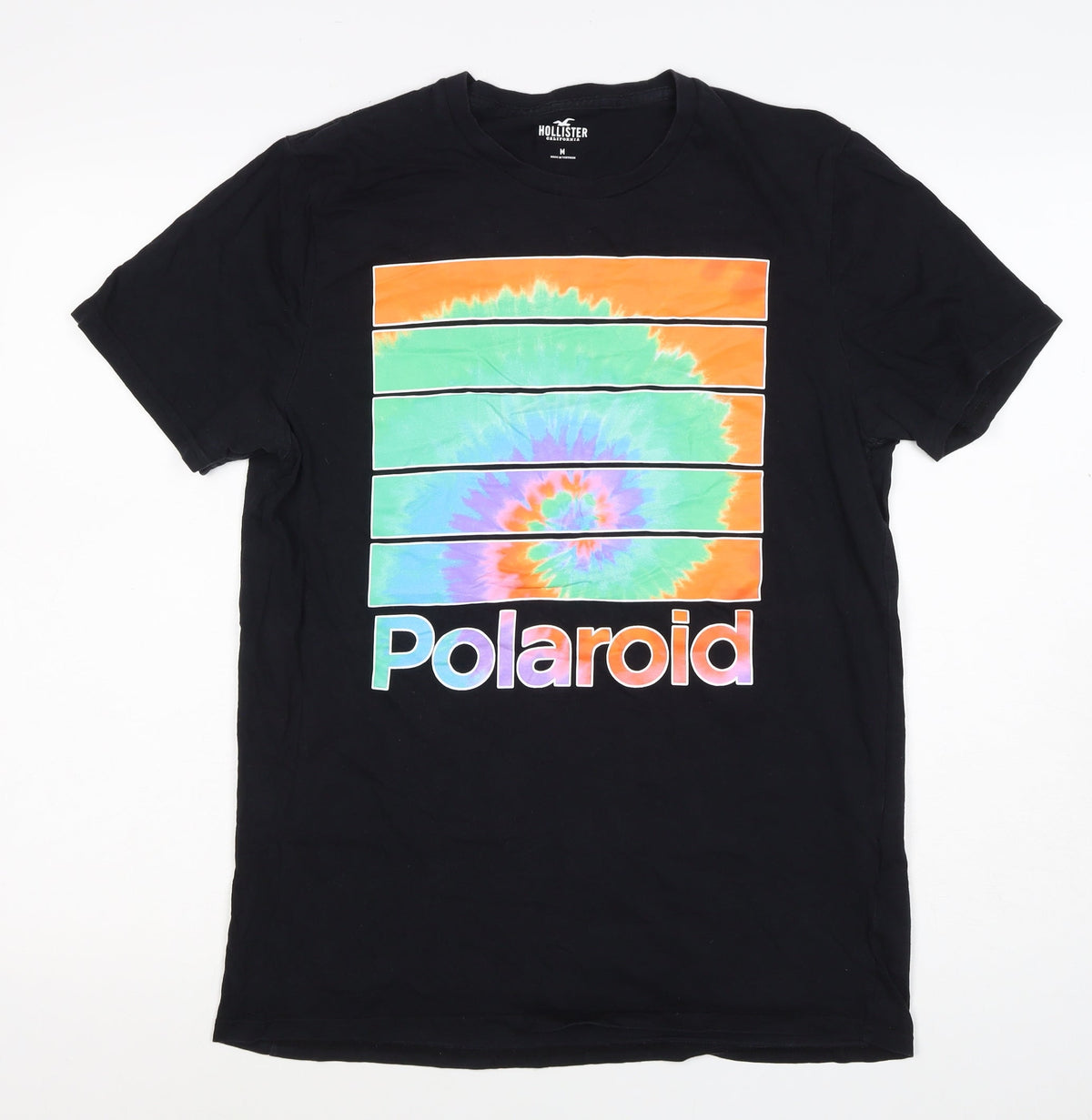 Hollister Men's Black M Polaroid Tie Dye Logo Graphic Crew Neck T-Shirt