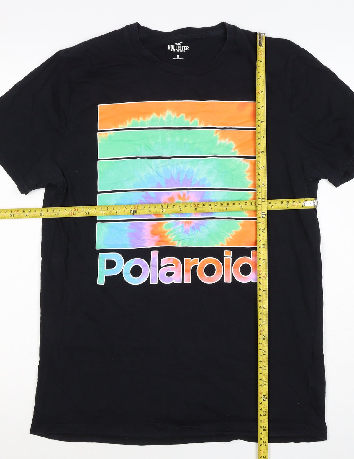 Hollister Men's Black M Polaroid Tie Dye Logo Graphic Crew Neck T-Shirt