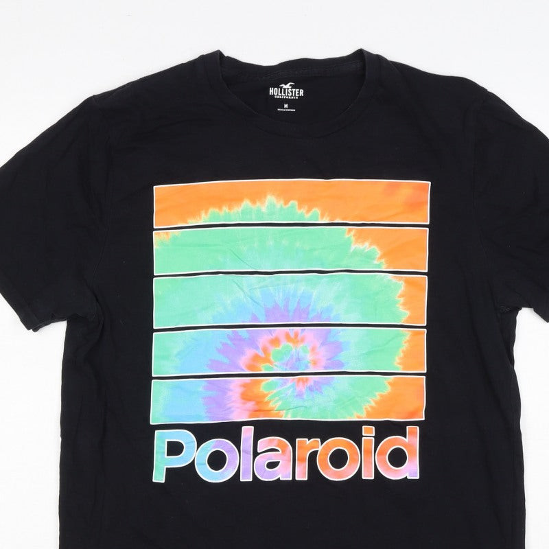 Hollister Men's Black M Polaroid Tie Dye Logo Graphic Crew Neck T-Shirt