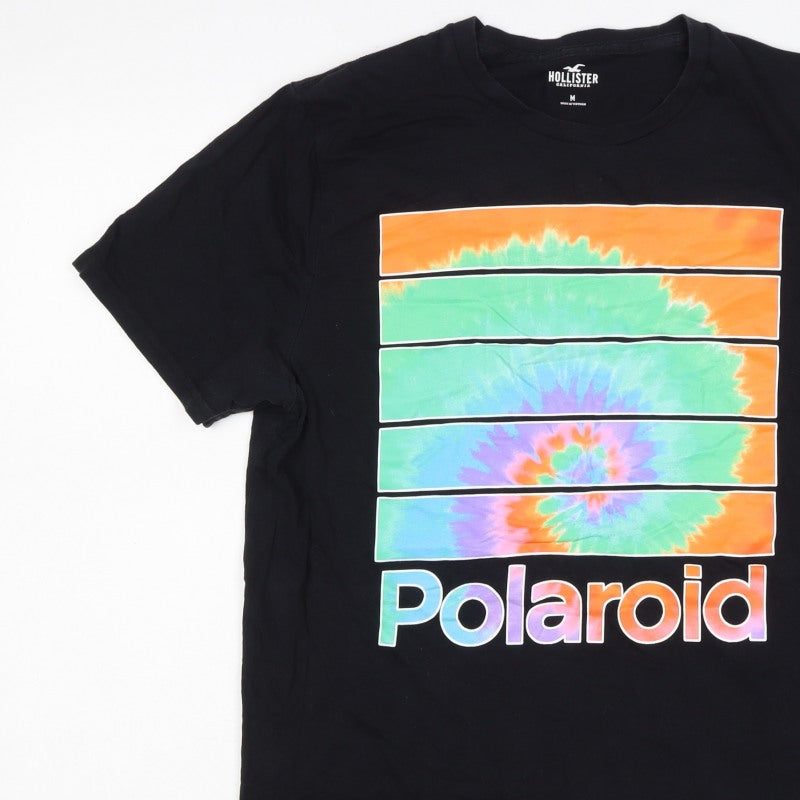 Hollister Men's Black M Polaroid Tie Dye Logo Graphic Crew Neck T-Shirt