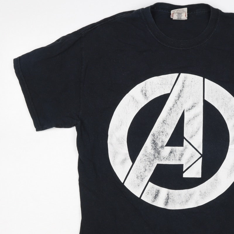 Marvel Men’s Black Large Avengers Logo Graphic Print T-Shirt