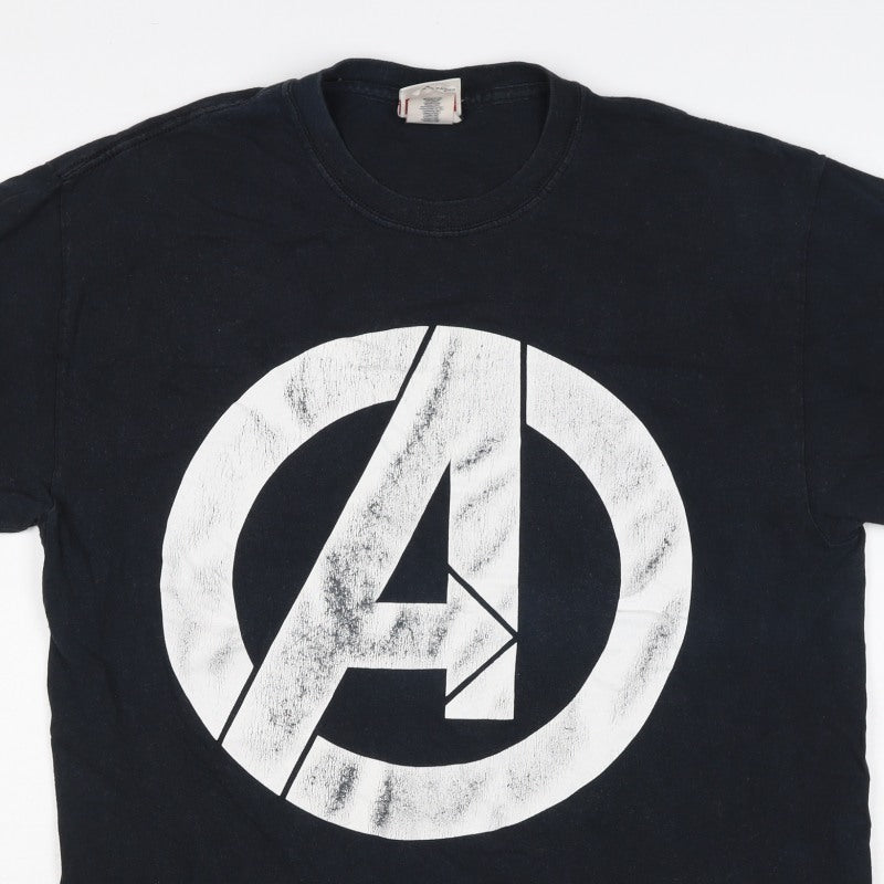 Marvel Men’s Black Large Avengers Logo Graphic Print T-Shirt