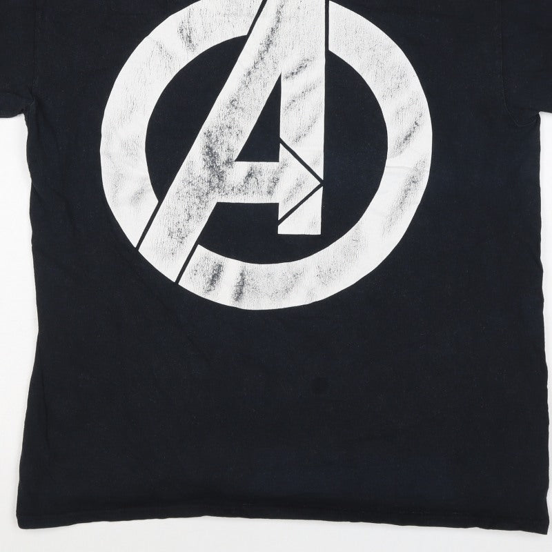 Marvel Men’s Black Large Avengers Logo Graphic Print T-Shirt