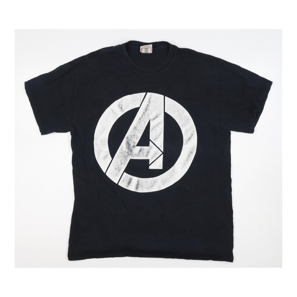 Marvel Men’s Black Large Avengers Logo Graphic Print T-Shirt