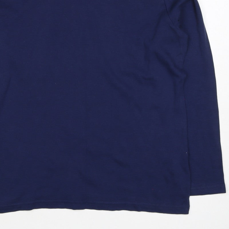 Isle Women’s Blue Size 14 Cotton Roll Neck Long Sleeve Basic Top