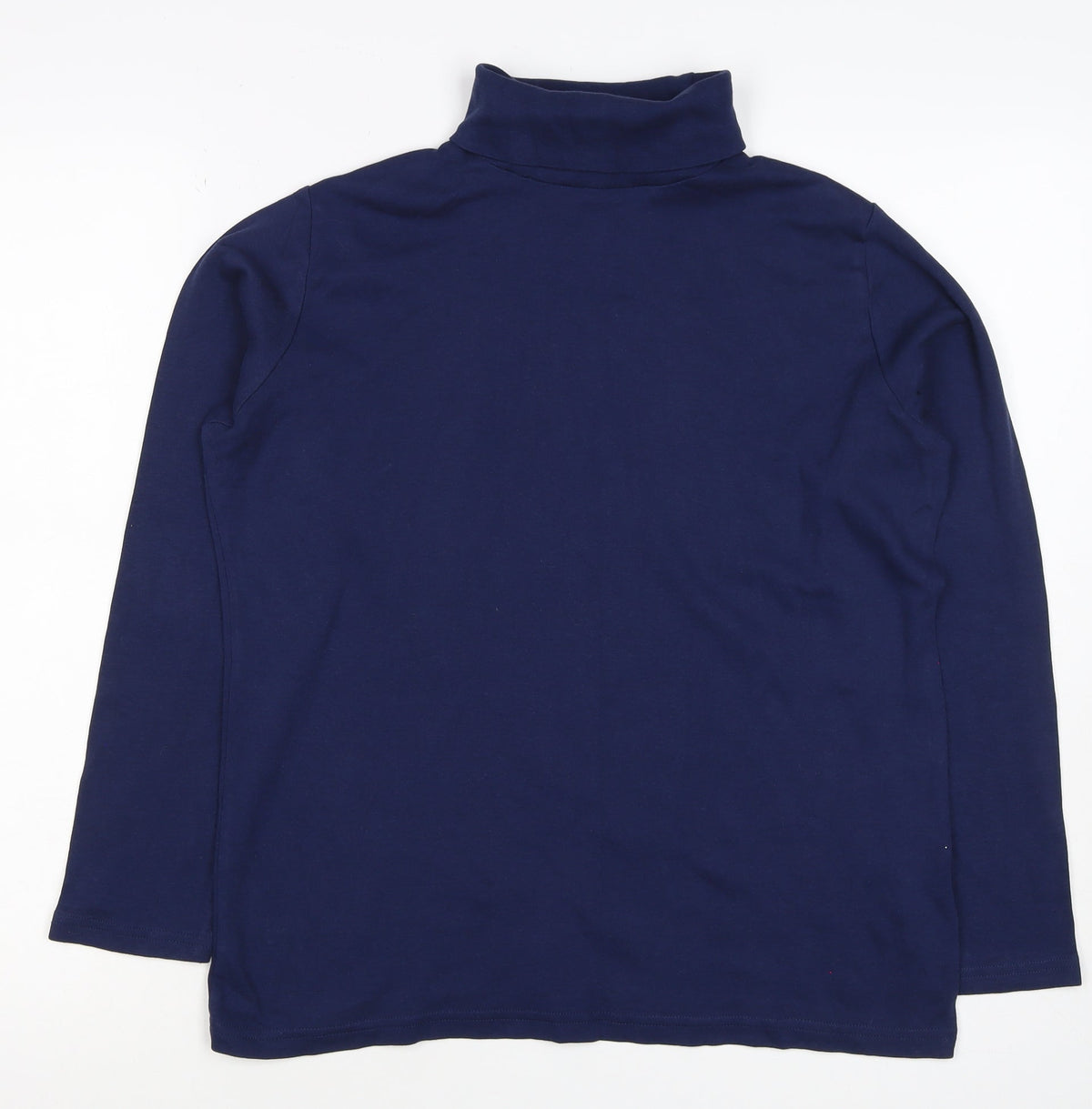Isle Women’s Blue Size 14 Cotton Roll Neck Long Sleeve Basic Top