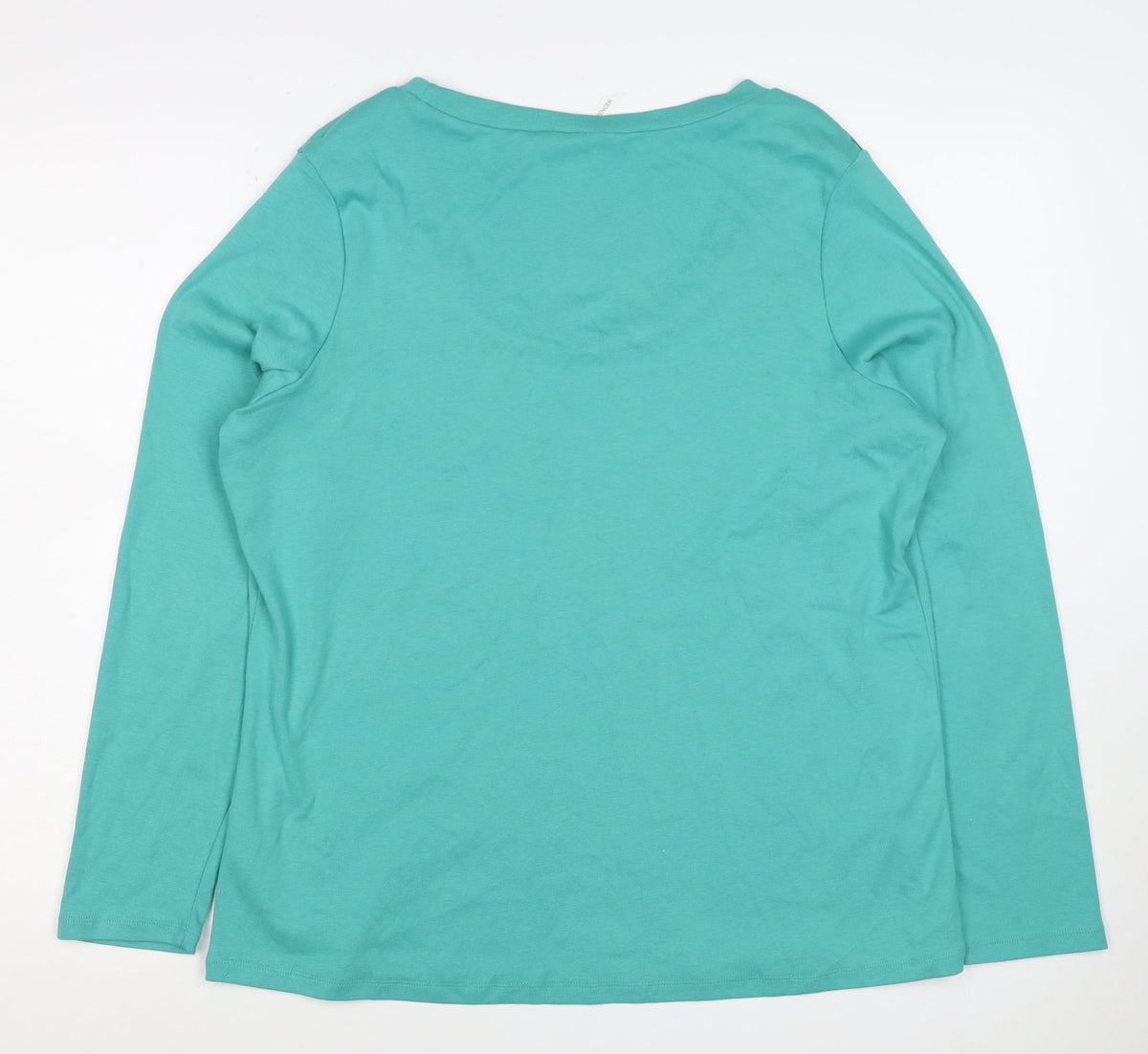 Marks & Spencer Women Green UK 22 Geometric 3/4 Sleeve Jersey T-Shirt