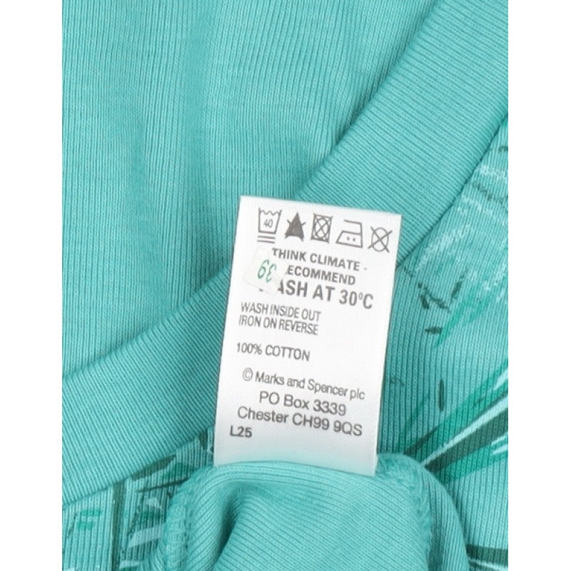 Marks & Spencer Women Green UK 22 Geometric 3/4 Sleeve Jersey T-Shirt