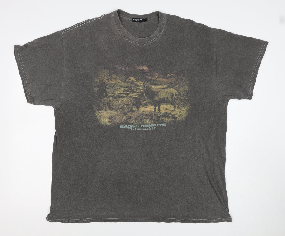Nasty Gal Women’s Grey M Basic Eagle Heights Graphic T-Shirt