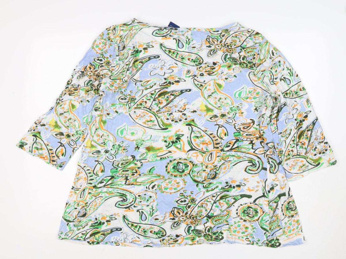 Articapeo Women’s Multicoloured L Paisley Cotton Rhinestone Tunic Blouse