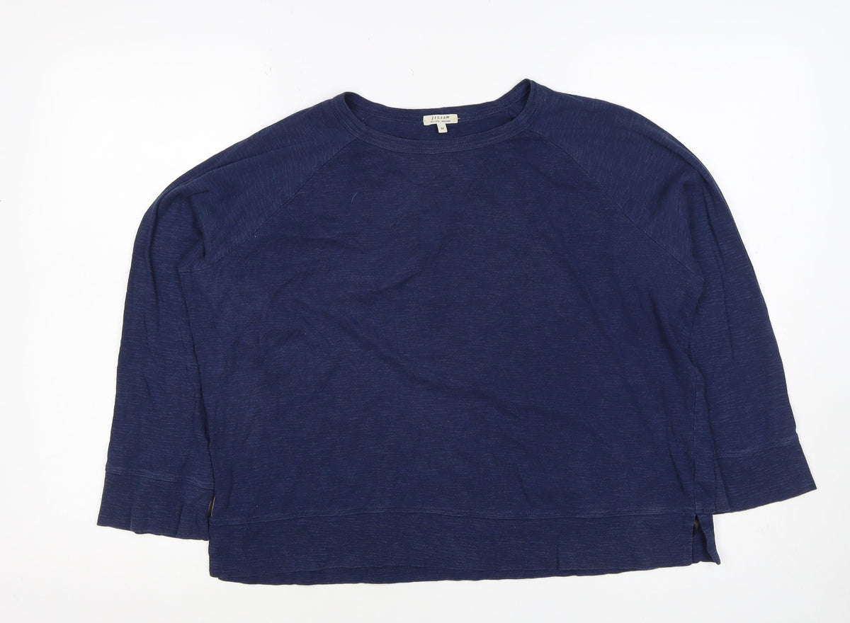 Jigsaw Women’s Navy Blue M Cotton Jersey Raglan 3/4 Sleeve Top