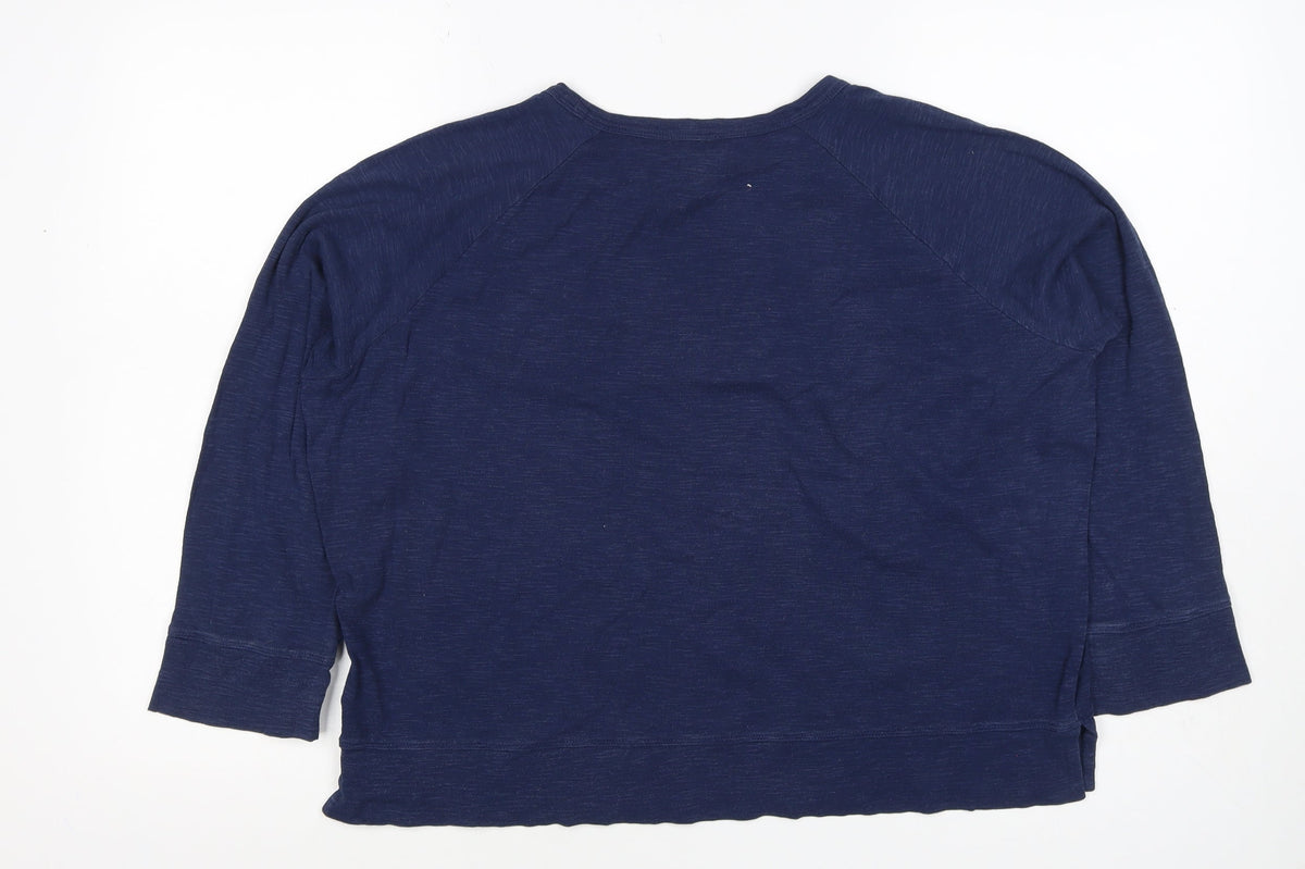 Jigsaw Women’s Navy Blue M Cotton Jersey Raglan 3/4 Sleeve Top