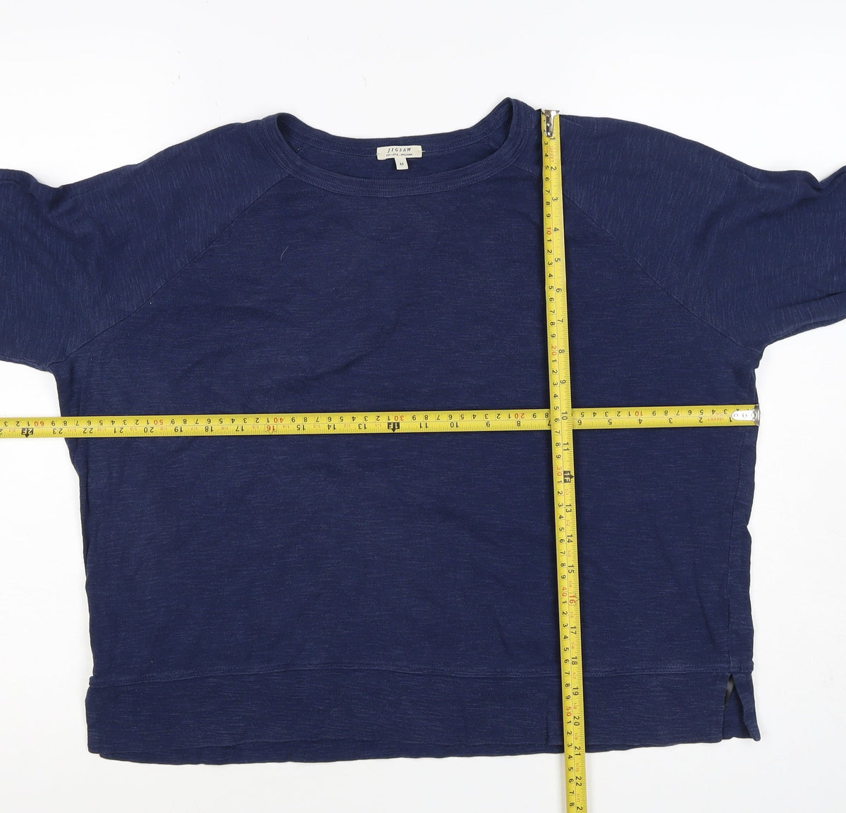 Jigsaw Women’s Navy Blue M Cotton Jersey Raglan 3/4 Sleeve Top