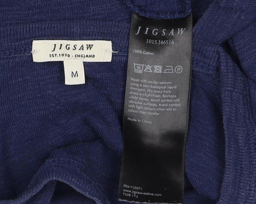 Jigsaw Women’s Navy Blue M Cotton Jersey Raglan 3/4 Sleeve Top