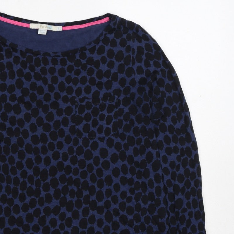 Boden Women’s Blue UK 12 Long Sleeve Jersey Spot Print T-Shirt
