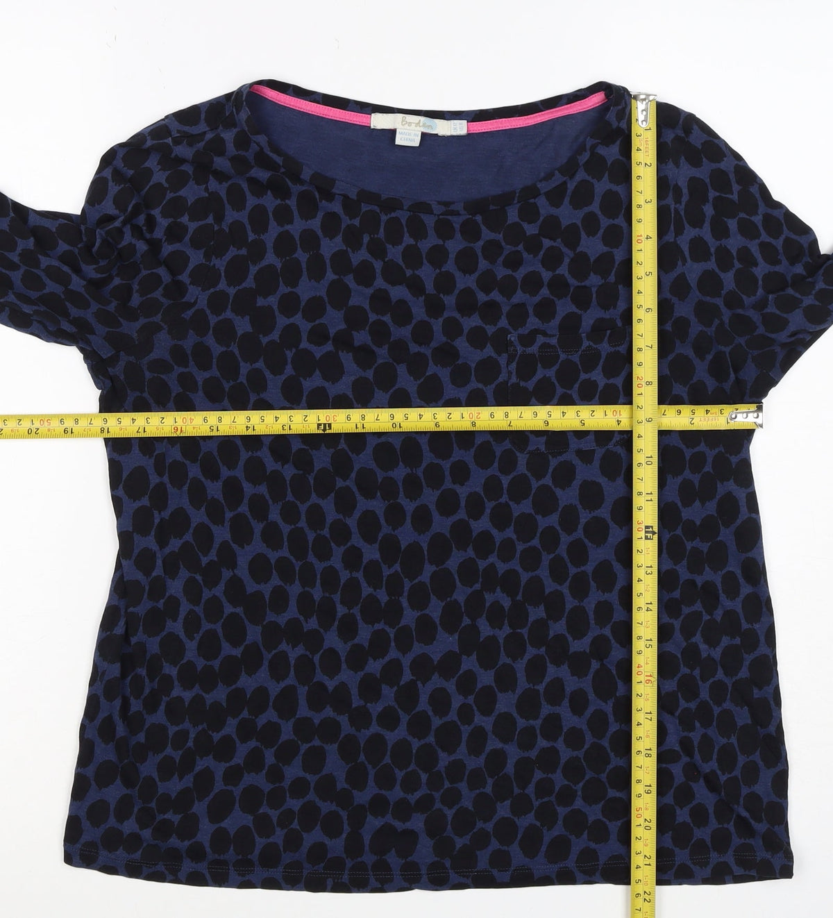 Boden Women’s Blue UK 12 Long Sleeve Jersey Spot Print T-Shirt