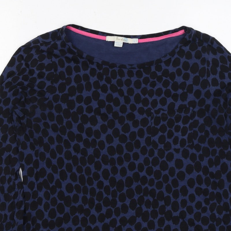Boden Women’s Blue UK 12 Long Sleeve Jersey Spot Print T-Shirt
