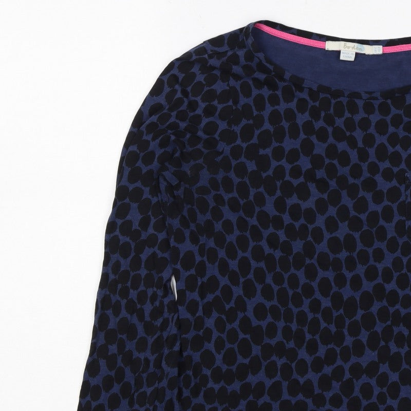 Boden Women’s Blue UK 12 Long Sleeve Jersey Spot Print T-Shirt