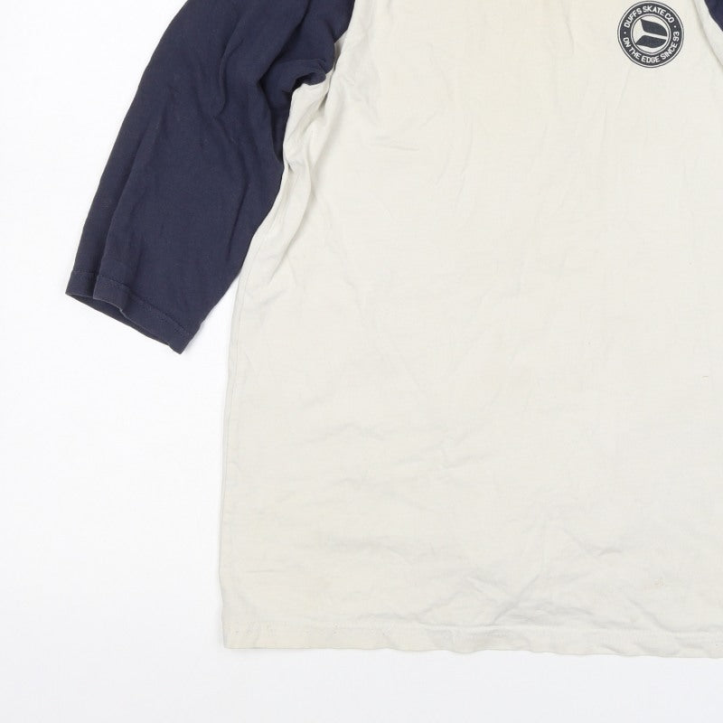 Duffs Teens White Navy Size 14 Raglan 3/4 Sleeve Skate T-Shirt
